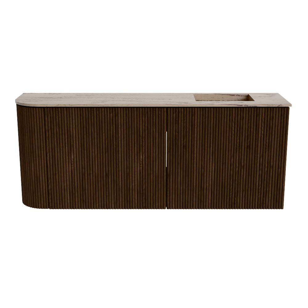 Mondiaz Toiletmeubel Joya Dlux Walnut - 101.6 cm - Wastafel FAYE Arena - 1 kraangat - Solid Surface - Met spoelbak Rechts - Afbeelding 8