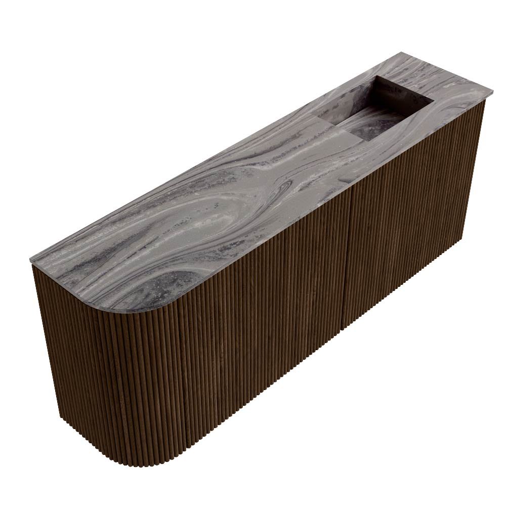 Mondiaz Toiletmeubel Joya Dlux Walnut - 101.6 cm - Wastafel FAYE Sombra - 1 kraangat - Solid Surface - Met spoelbak Rechts - Afbeelding 6
