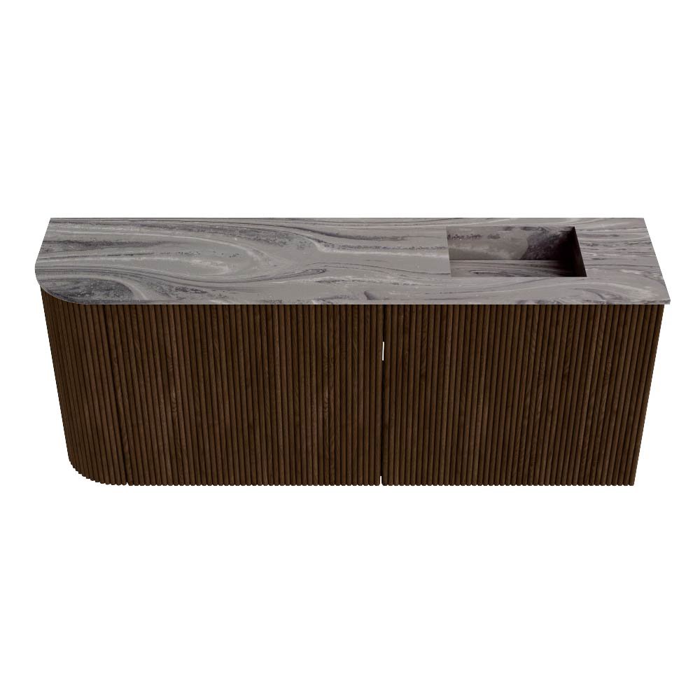 Mondiaz Toiletmeubel Joya Dlux Walnut - 101.6 cm - Wastafel FAYE Sombra - 1 kraangat - Solid Surface - Met spoelbak Rechts - Afbeelding 7