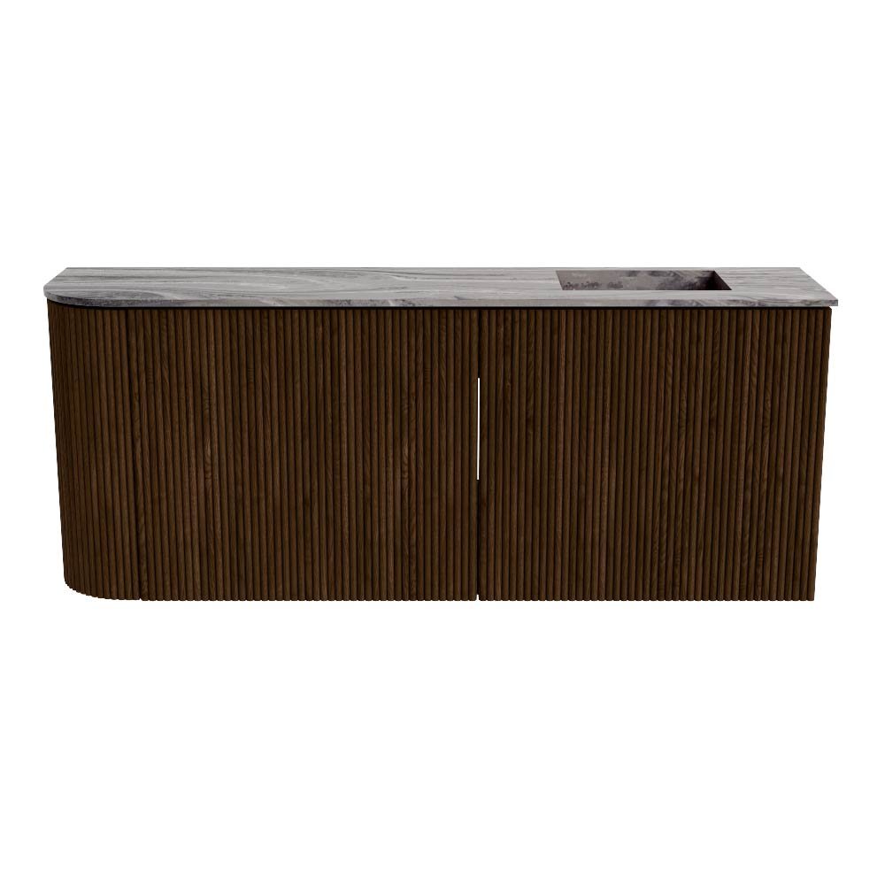Mondiaz Toiletmeubel Joya Dlux Walnut - 101.6 cm - Wastafel FAYE Sombra - 1 kraangat - Solid Surface - Met spoelbak Rechts - Afbeelding 8