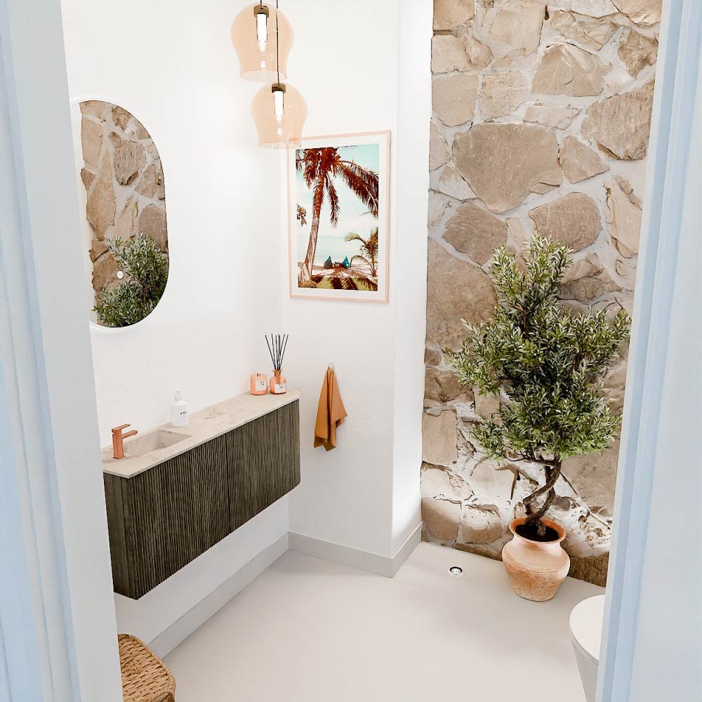 Mondiaz Toiletmeubel Joya Dlux Shadow - 101.6 cm - Wastafel FAYE Frappe - 1 kraangat - Solid Surface - Met spoelbak Links - Afbeelding 5