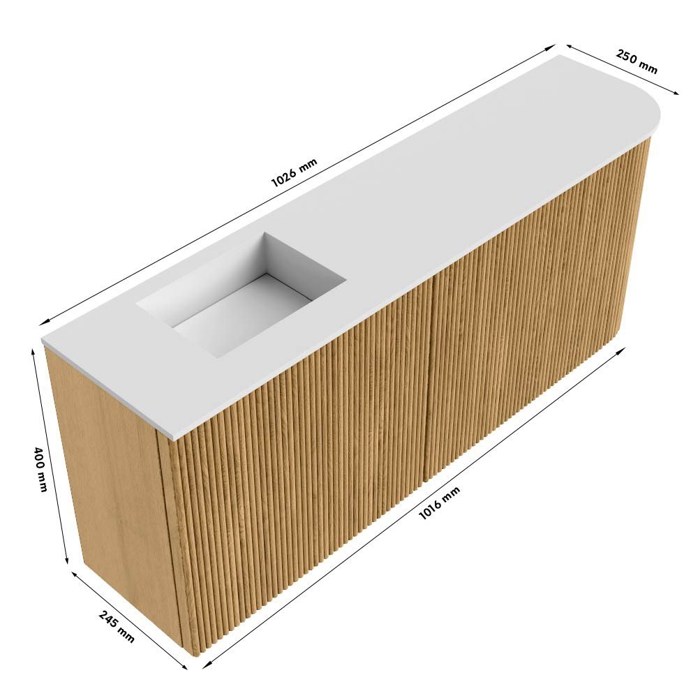 Mondiaz Toiletmeubel Joya Dlux Shadow - 101.6 cm - Wastafel FAYE Frappe - 1 kraangat - Solid Surface - Met spoelbak Links - Afbeelding 10