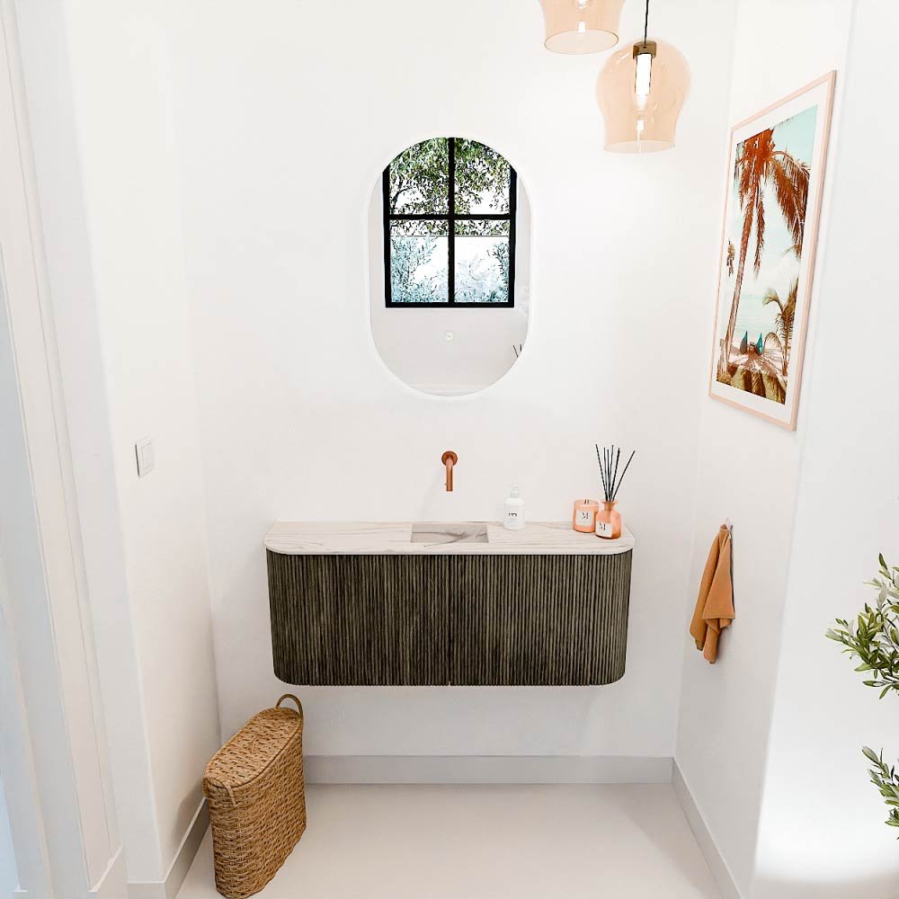 Mondiaz Toiletmeubel Joya Dlux Shadow - 103.2 cm - Wastafel FAYE Nata - Zonder kraangat(en) - Solid Surface - Met spoelbak Midden - Afbeelding 4