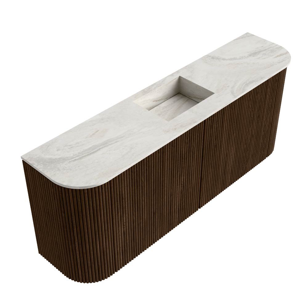 Mondiaz Toiletmeubel Joya Dlux Walnut - 103.2 cm - Wastafel FAYE Ostra - Zonder kraangat(en) - Solid Surface - Met spoelbak Midden - Afbeelding 6