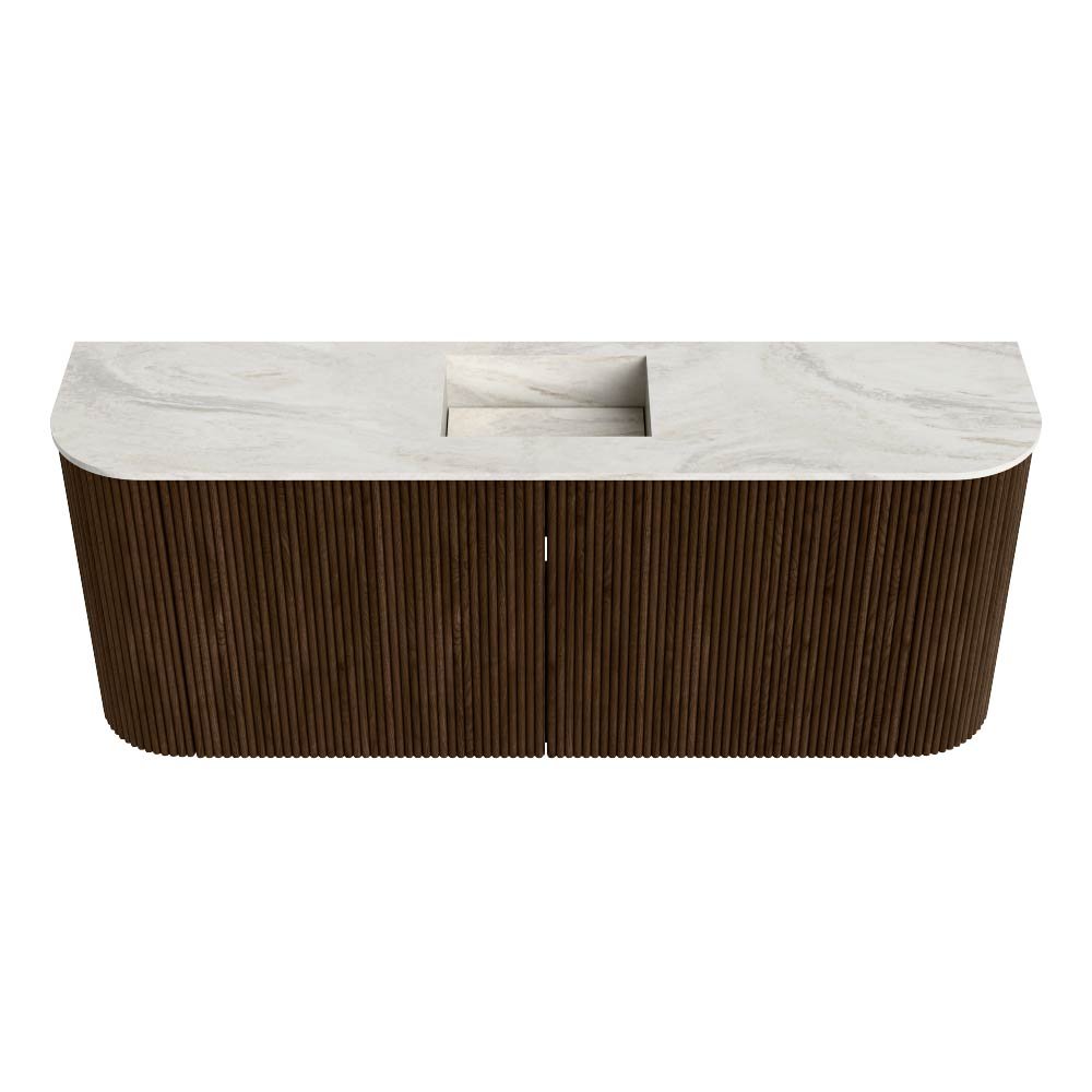 Mondiaz Toiletmeubel Joya Dlux Walnut - 103.2 cm - Wastafel FAYE Ostra - Zonder kraangat(en) - Solid Surface - Met spoelbak Midden - Afbeelding 7