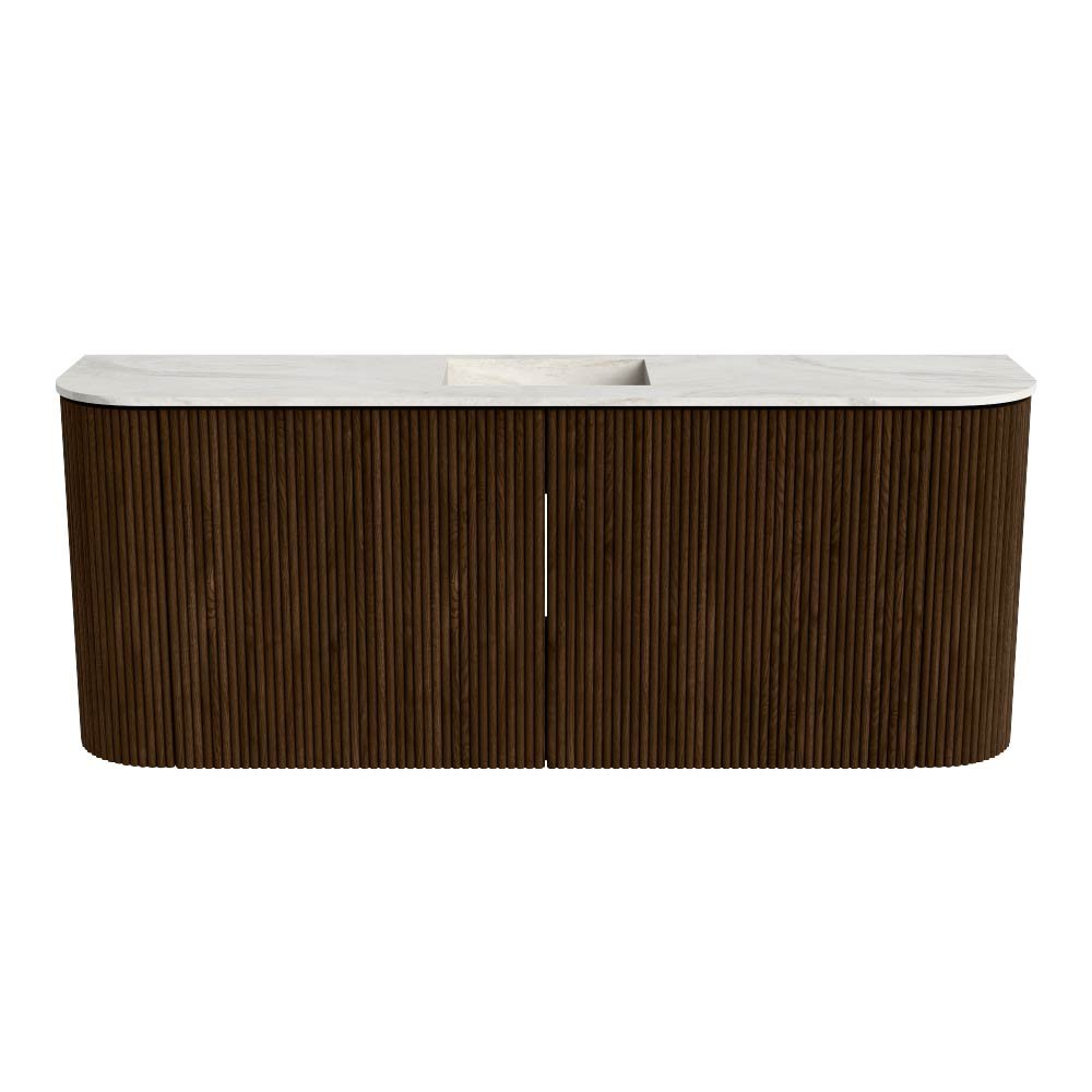 Mondiaz Toiletmeubel Joya Dlux Walnut - 103.2 cm - Wastafel FAYE Ostra - Zonder kraangat(en) - Solid Surface - Met spoelbak Midden - Afbeelding 8