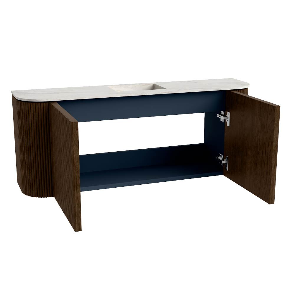 Mondiaz Toiletmeubel Joya Dlux Walnut - 103.2 cm - Wastafel FAYE Ostra - Zonder kraangat(en) - Solid Surface - Met spoelbak Midden - Afbeelding 9