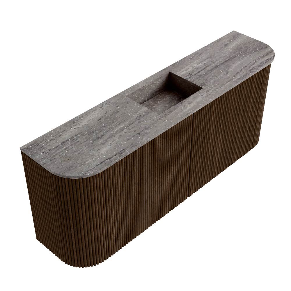 Mondiaz Toiletmeubel Joya Dlux Walnut - 103.2 cm - Wastafel FAYE Saba - Zonder kraangat(en) - Solid Surface - Met spoelbak Midden - Afbeelding 6