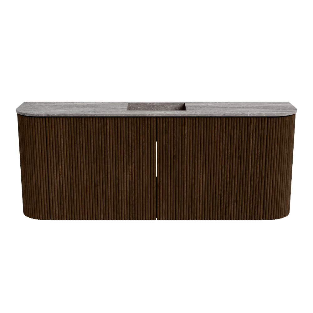 Mondiaz Toiletmeubel Joya Dlux Walnut - 103.2 cm - Wastafel FAYE Saba - Zonder kraangat(en) - Solid Surface - Met spoelbak Midden - Afbeelding 8