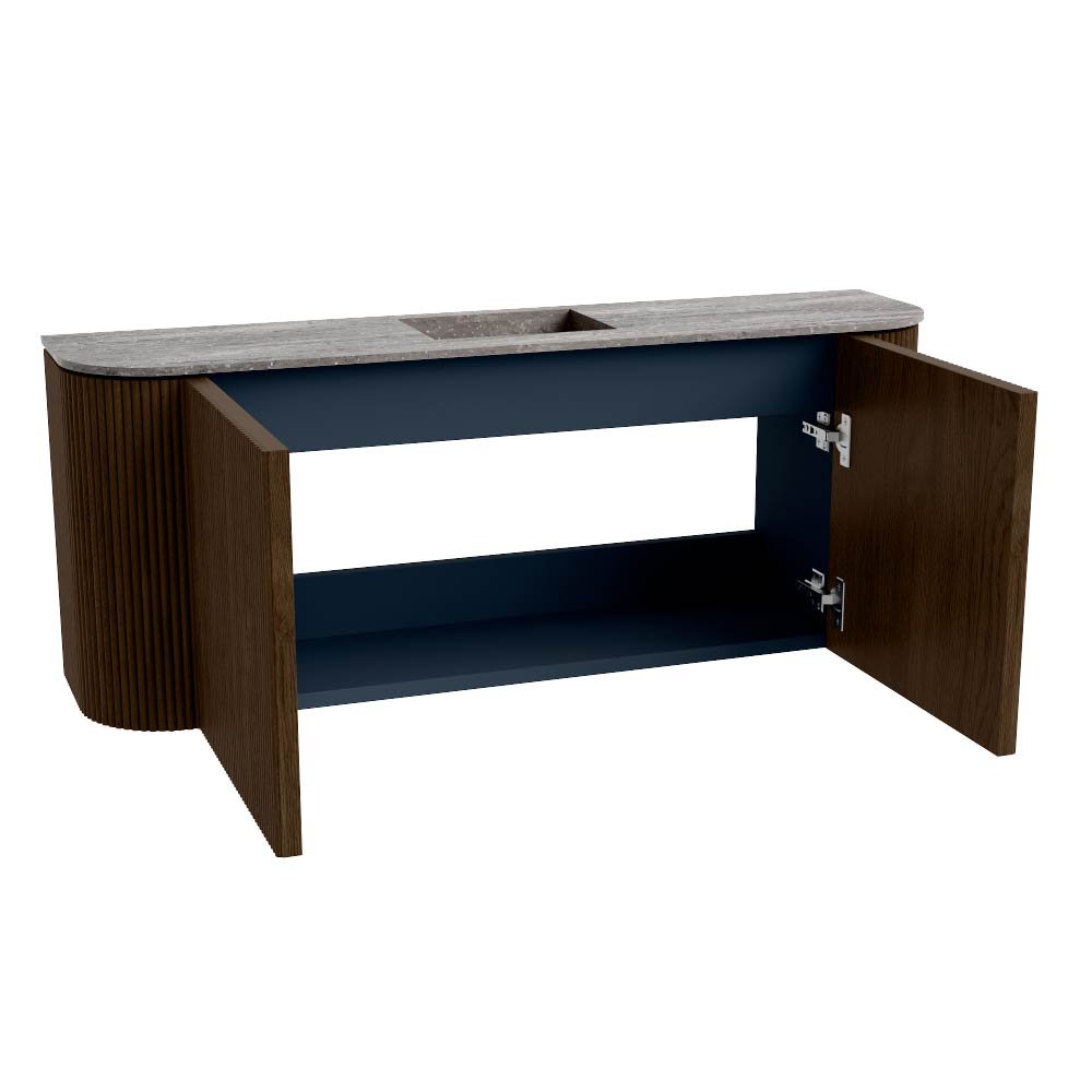 Mondiaz Toiletmeubel Joya Dlux Walnut - 103.2 cm - Wastafel FAYE Saba - Zonder kraangat(en) - Solid Surface - Met spoelbak Midden - Afbeelding 9