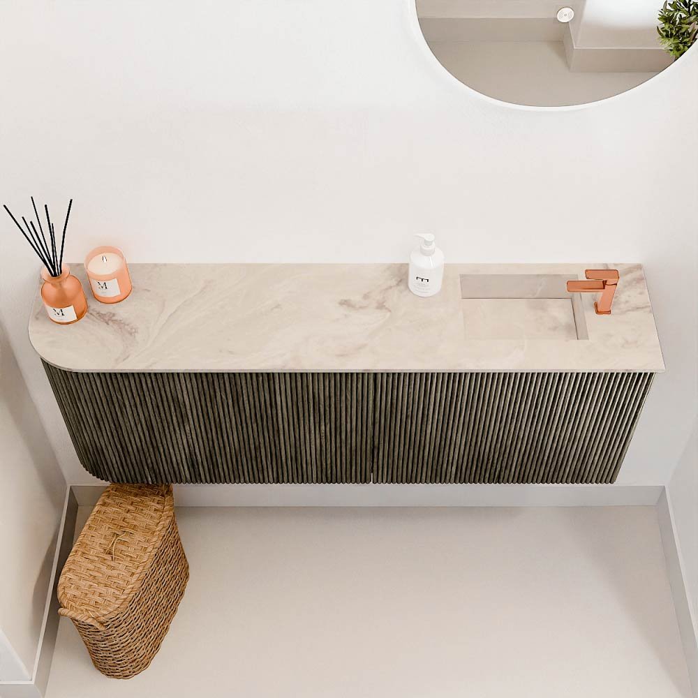 Mondiaz Toiletmeubel Joya Dlux Shadow - 111.6 cm - Wastafel FAYE Frappe - 1 kraangat - Solid Surface - Met spoelbak Rechts - Afbeelding 3