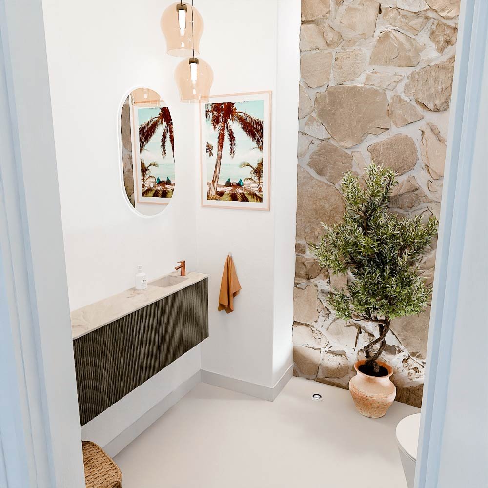 Mondiaz Toiletmeubel Joya Dlux Shadow - 111.6 cm - Wastafel FAYE Frappe - 1 kraangat - Solid Surface - Met spoelbak Rechts - Afbeelding 5
