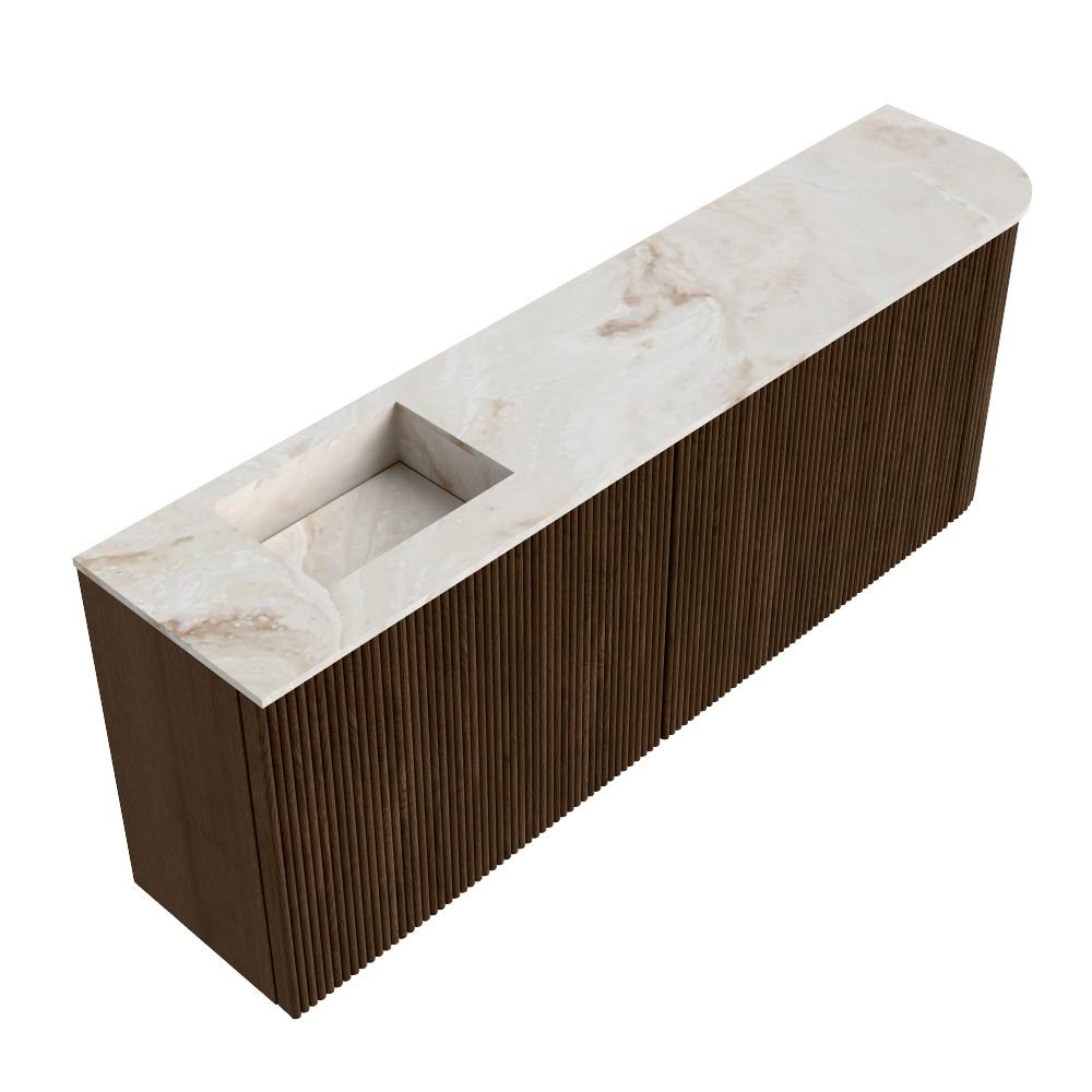 Mondiaz Toiletmeubel Joya Dlux Walnut - 111.6 cm - Wastafel FAYE Frappe - 1 kraangat - Solid Surface - Met spoelbak Links - Afbeelding 6