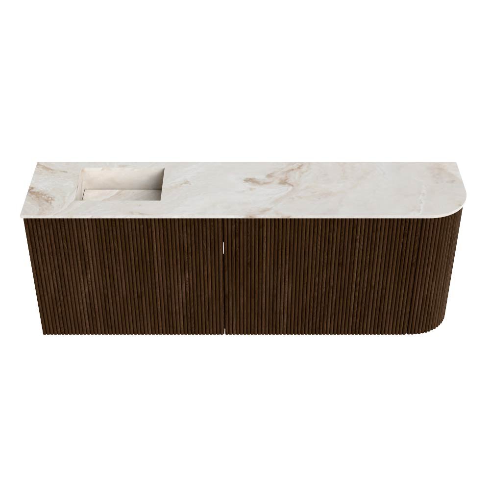 Mondiaz Toiletmeubel Joya Dlux Walnut - 111.6 cm - Wastafel FAYE Frappe - 1 kraangat - Solid Surface - Met spoelbak Links - Afbeelding 7