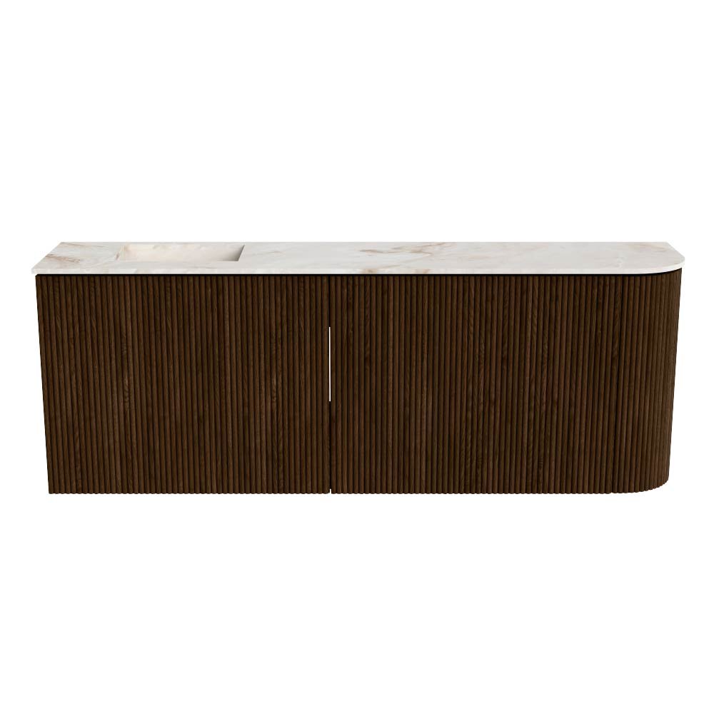 Mondiaz Toiletmeubel Joya Dlux Walnut - 111.6 cm - Wastafel FAYE Frappe - 1 kraangat - Solid Surface - Met spoelbak Links - Afbeelding 8