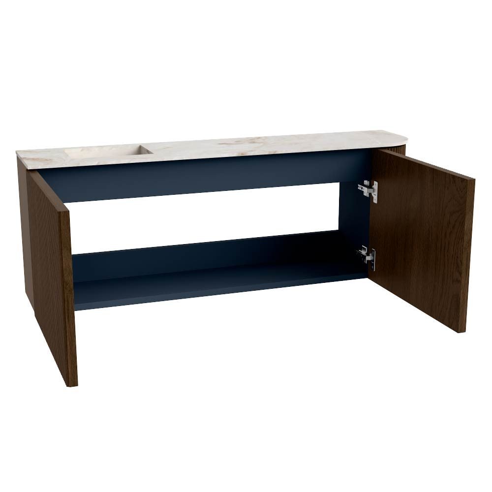 Mondiaz Toiletmeubel Joya Dlux Walnut - 111.6 cm - Wastafel FAYE Frappe - 1 kraangat - Solid Surface - Met spoelbak Links - Afbeelding 9