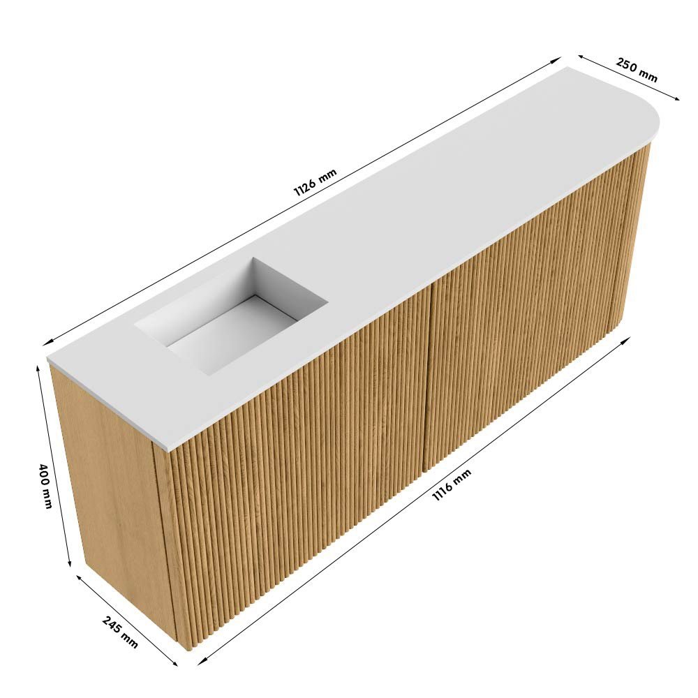 Mondiaz Toiletmeubel Joya Dlux Walnut - 111.6 cm - Wastafel FAYE Frappe - 1 kraangat - Solid Surface - Met spoelbak Links - Afbeelding 10