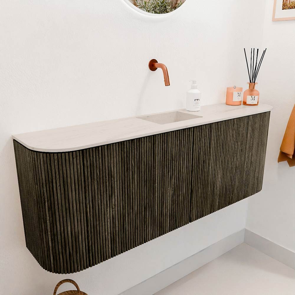 Mondiaz Toiletmeubel Joya Dlux Shadow - 113.2 cm - Wastafel FAYE Meli - Zonder kraangat(en) - Solid Surface - Met spoelbak Midden