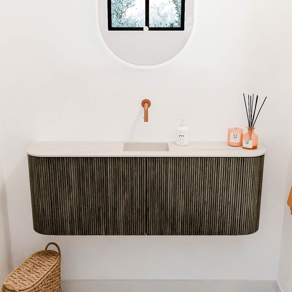 Mondiaz Toiletmeubel Joya Dlux Shadow - 113.2 cm - Wastafel FAYE Meli - Zonder kraangat(en) - Solid Surface - Met spoelbak Midden - Afbeelding 2