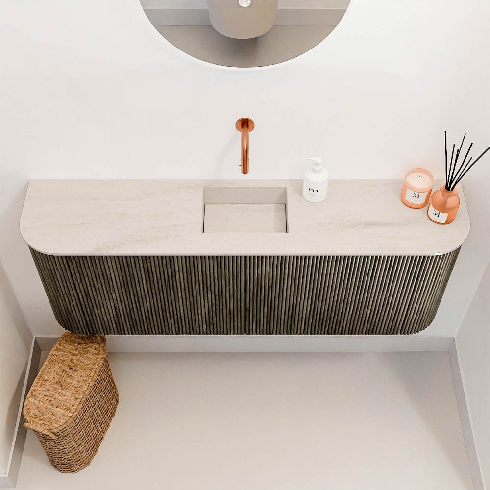 Mondiaz Toiletmeubel Joya Dlux Shadow - 113.2 cm - Wastafel FAYE Meli - Zonder kraangat(en) - Solid Surface - Met spoelbak Midden - Afbeelding 3