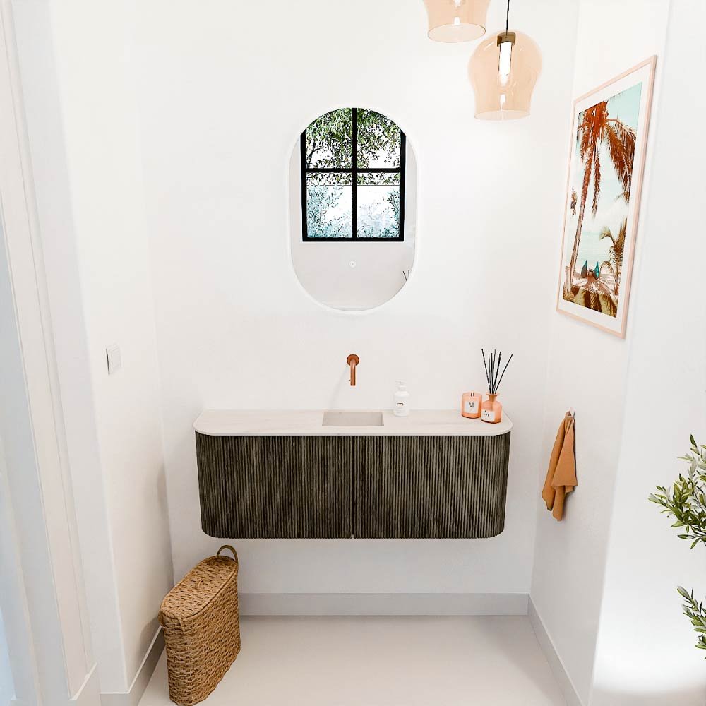 Mondiaz Toiletmeubel Joya Dlux Shadow - 113.2 cm - Wastafel FAYE Meli - Zonder kraangat(en) - Solid Surface - Met spoelbak Midden - Afbeelding 4