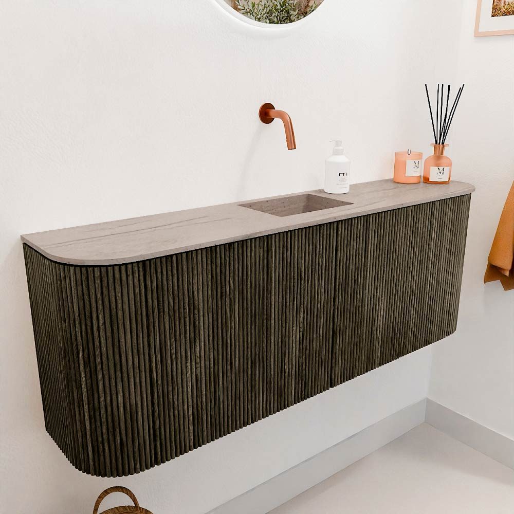 Mondiaz Toiletmeubel Joya Dlux Shadow - 113.2 cm - Wastafel FAYE Saba - Zonder kraangat(en) - Solid Surface - Met spoelbak Midden