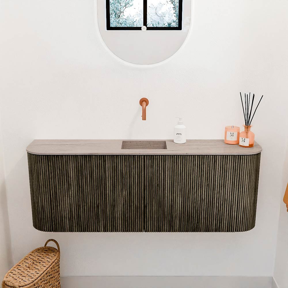 Mondiaz Toiletmeubel Joya Dlux Shadow - 113.2 cm - Wastafel FAYE Saba - Zonder kraangat(en) - Solid Surface - Met spoelbak Midden - Afbeelding 2