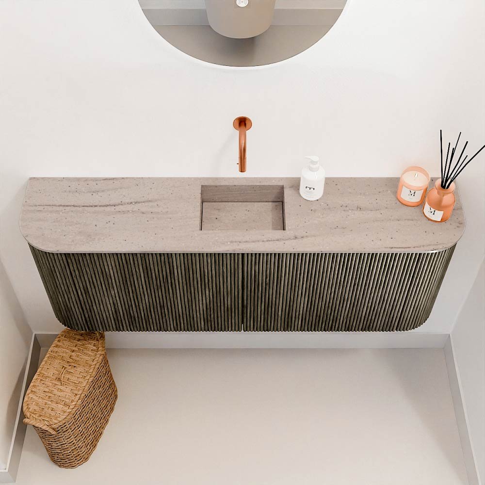 Mondiaz Toiletmeubel Joya Dlux Shadow - 113.2 cm - Wastafel FAYE Saba - Zonder kraangat(en) - Solid Surface - Met spoelbak Midden - Afbeelding 3