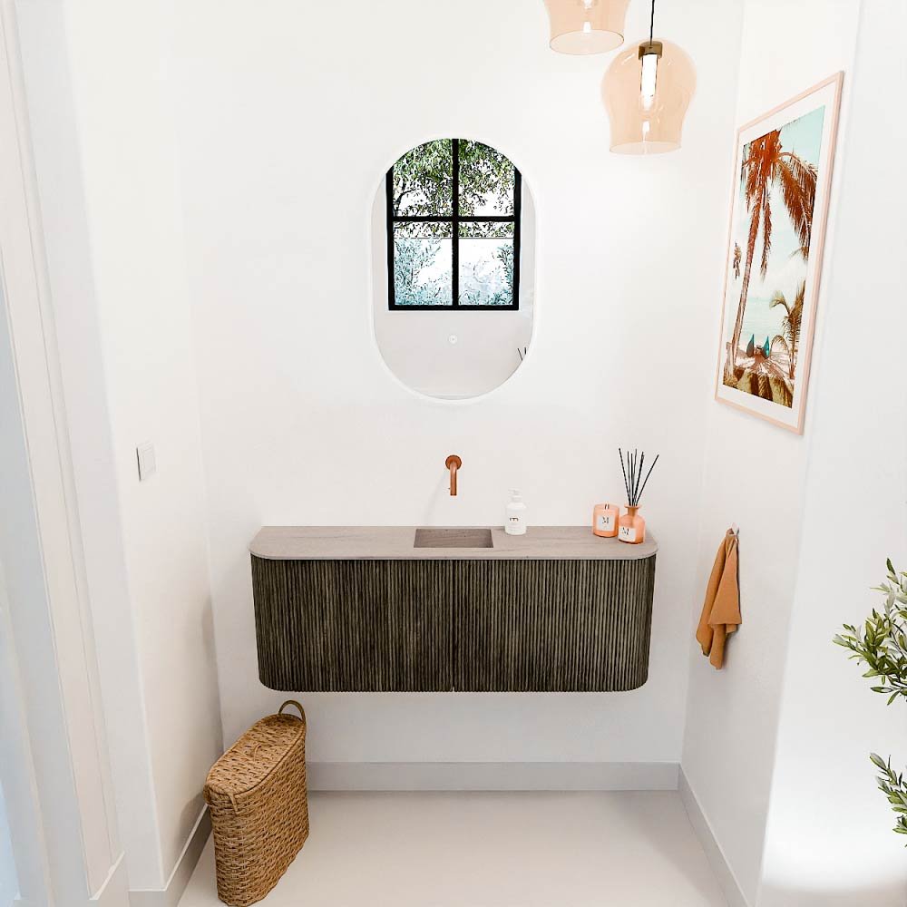 Mondiaz Toiletmeubel Joya Dlux Shadow - 113.2 cm - Wastafel FAYE Saba - Zonder kraangat(en) - Solid Surface - Met spoelbak Midden - Afbeelding 4
