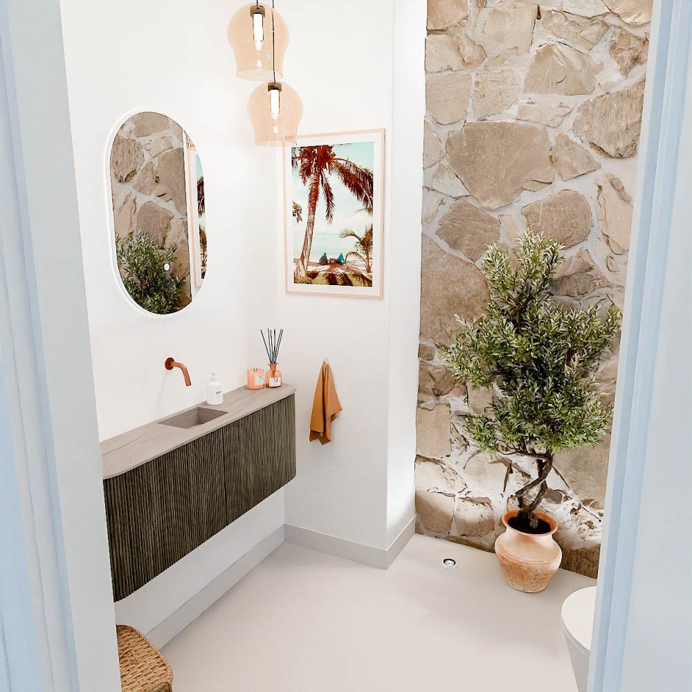 Mondiaz Toiletmeubel Joya Dlux Shadow - 113.2 cm - Wastafel FAYE Saba - Zonder kraangat(en) - Solid Surface - Met spoelbak Midden - Afbeelding 5