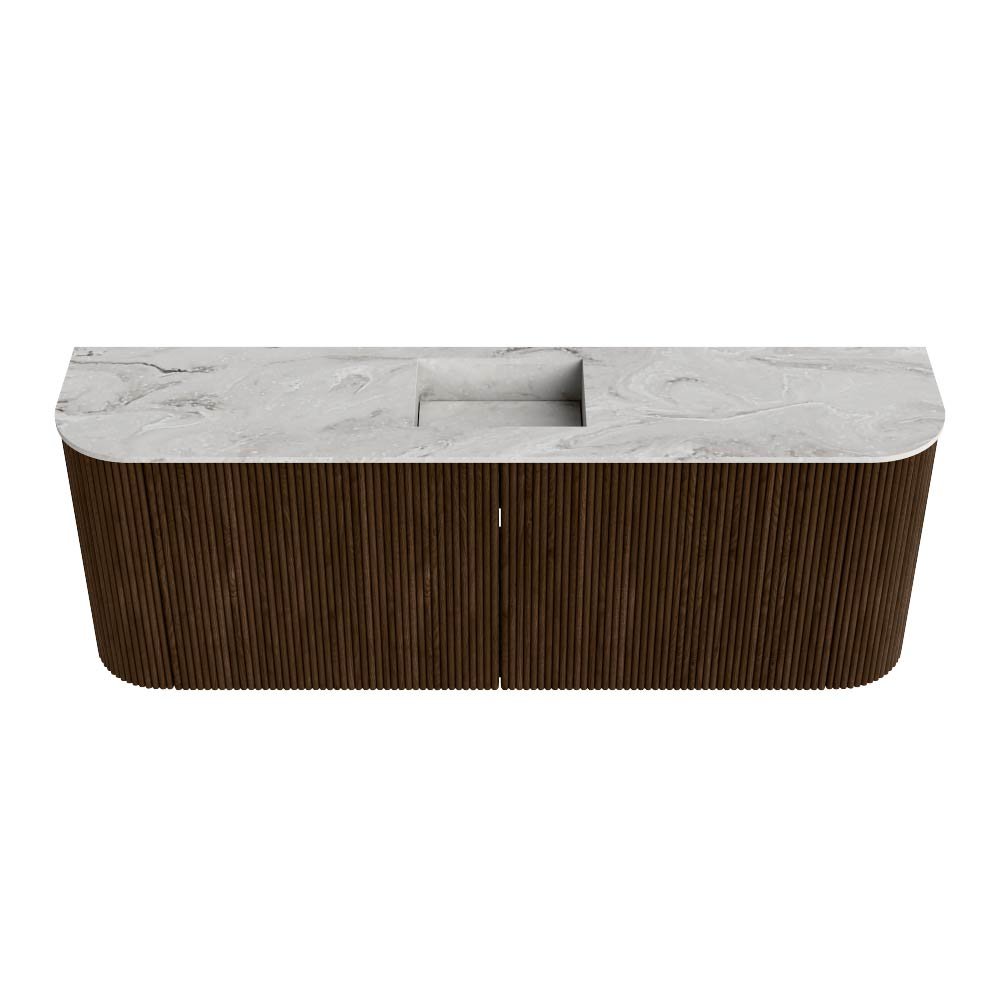 Mondiaz Toiletmeubel Joya Dlux Walnut - 113.2 cm - Wastafel FAYE Glace - Zonder kraangat(en) - Solid Surface - Met spoelbak Midden - Afbeelding 7