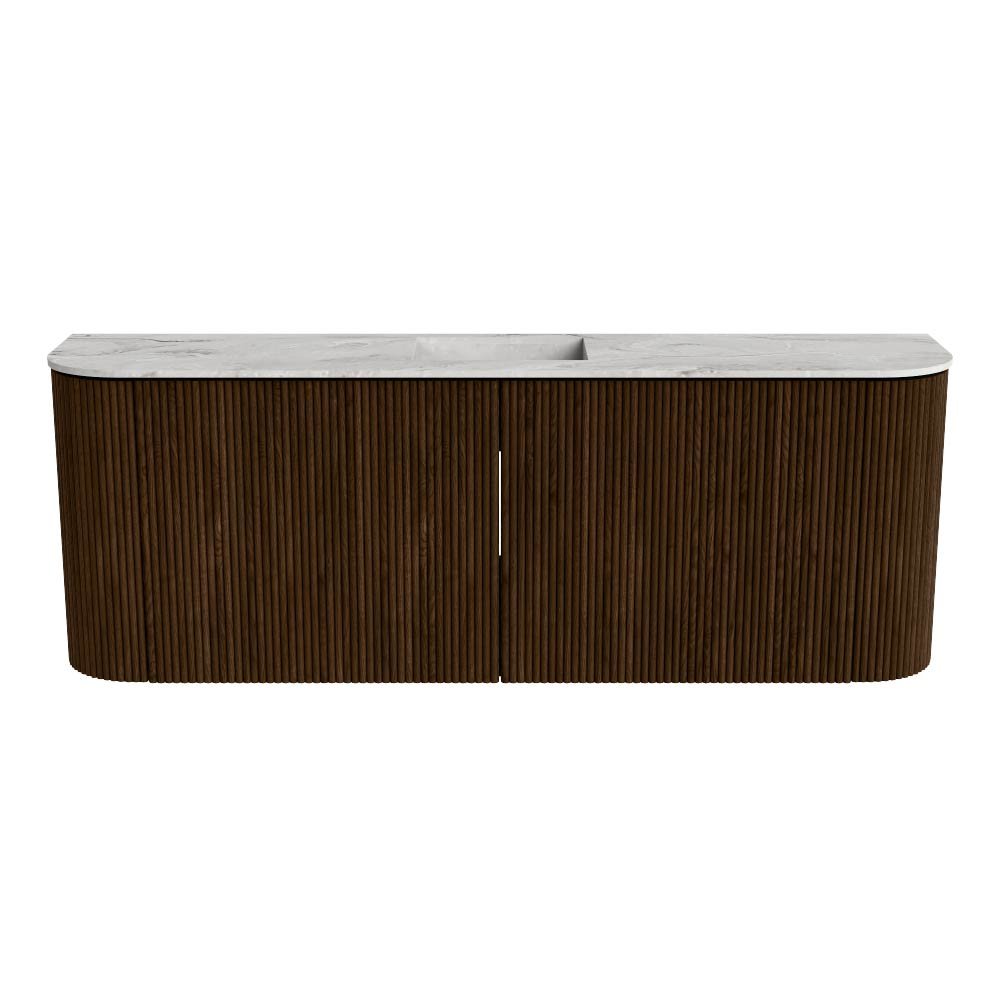 Mondiaz Toiletmeubel Joya Dlux Walnut - 113.2 cm - Wastafel FAYE Glace - Zonder kraangat(en) - Solid Surface - Met spoelbak Midden - Afbeelding 8