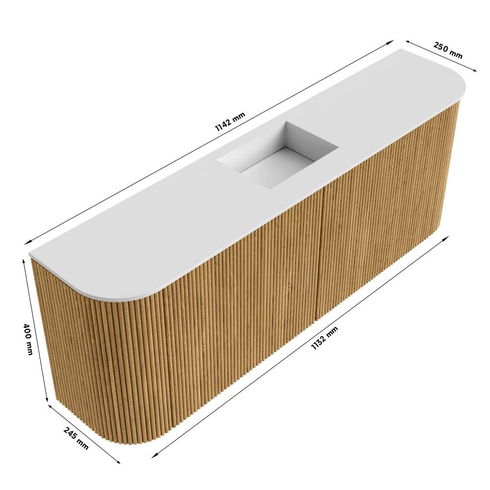 Mondiaz Toiletmeubel Joya Dlux Walnut - 113.2 cm - Wastafel FAYE Glace - Zonder kraangat(en) - Solid Surface - Met spoelbak Midden - Afbeelding 10