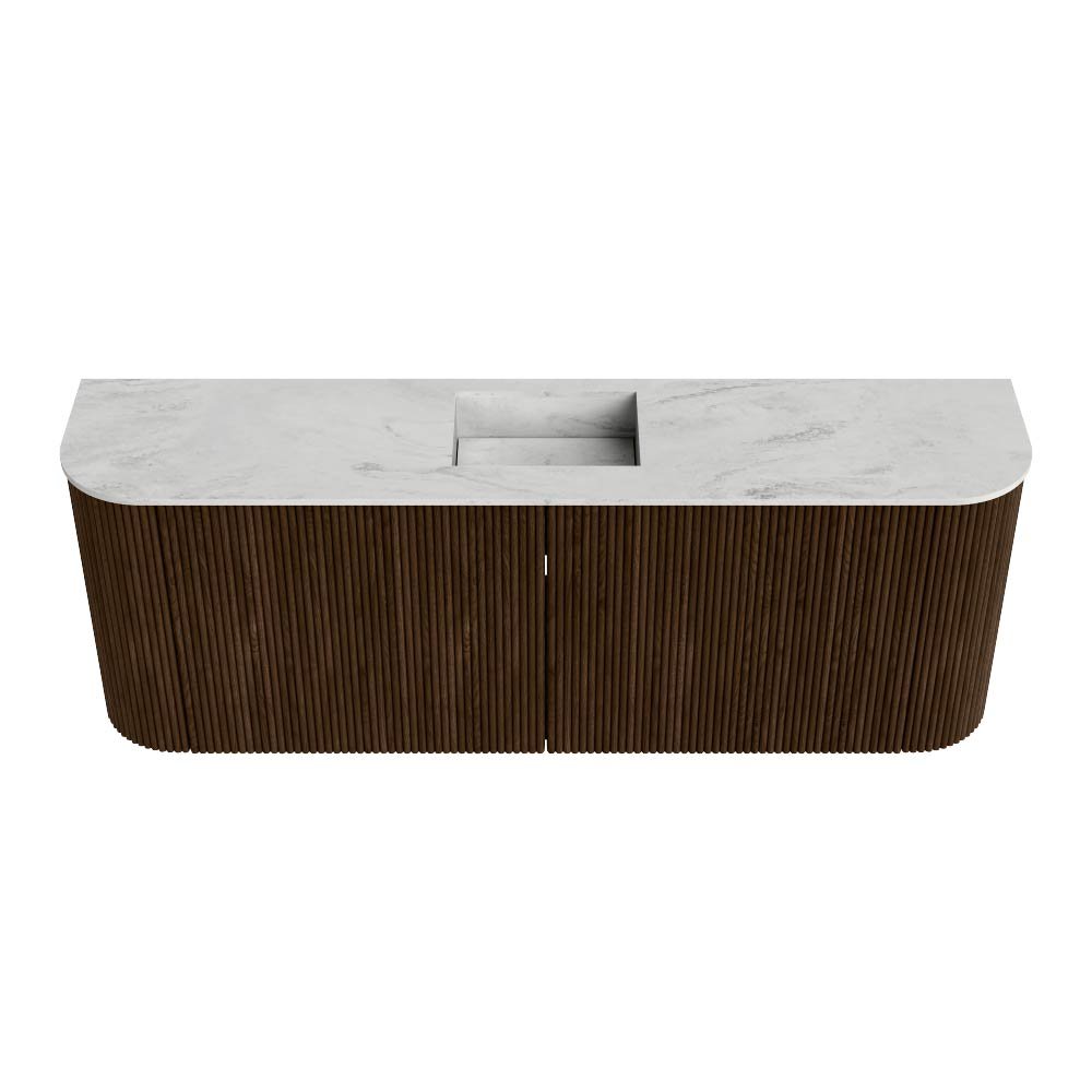 Mondiaz Toiletmeubel Joya Dlux Walnut - 113.2 cm - Wastafel FAYE Opalo - 1 kraangat - Solid Surface - Met spoelbak Midden - Afbeelding 7