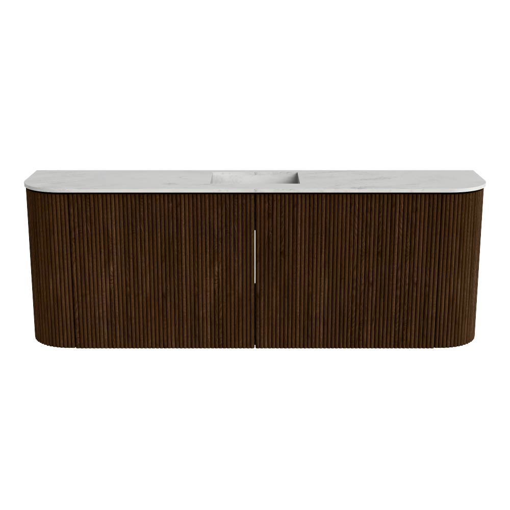 Mondiaz Toiletmeubel Joya Dlux Walnut - 113.2 cm - Wastafel FAYE Opalo - 1 kraangat - Solid Surface - Met spoelbak Midden - Afbeelding 8