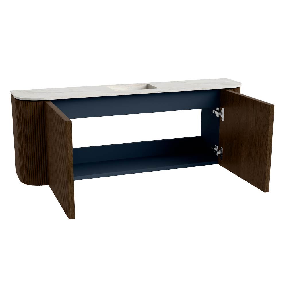 Mondiaz Toiletmeubel Joya Dlux Walnut - 113.2 cm - Wastafel FAYE Opalo - 1 kraangat - Solid Surface - Met spoelbak Midden - Afbeelding 9