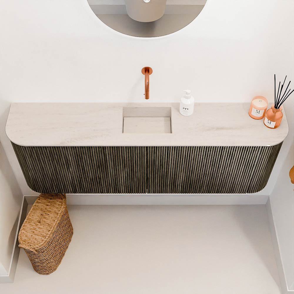 Mondiaz Toiletmeubel Joya Dlux Shadow - 123.2 cm - Wastafel FAYE Meli - Zonder kraangat(en) - Solid Surface - Met spoelbak Midden - Afbeelding 3