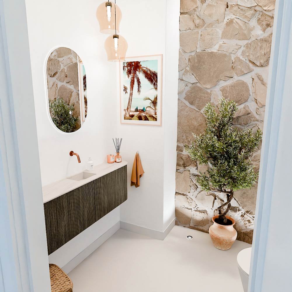 Mondiaz Toiletmeubel Joya Dlux Shadow - 123.2 cm - Wastafel FAYE Meli - Zonder kraangat(en) - Solid Surface - Met spoelbak Midden - Afbeelding 5