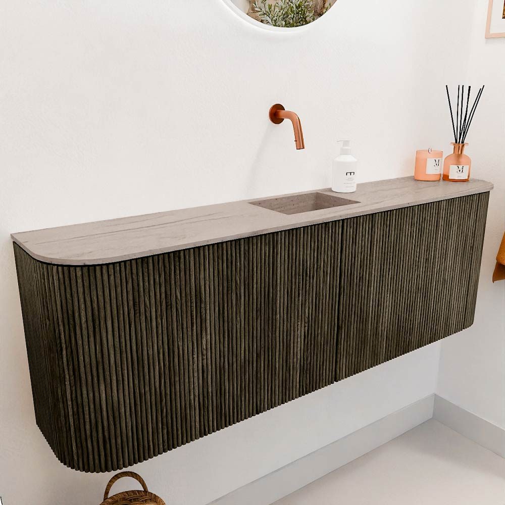 Mondiaz Toiletmeubel Joya Dlux Shadow - 123.2 cm - Wastafel FAYE Saba - Zonder kraangat(en) - Solid Surface - Met spoelbak Midden
