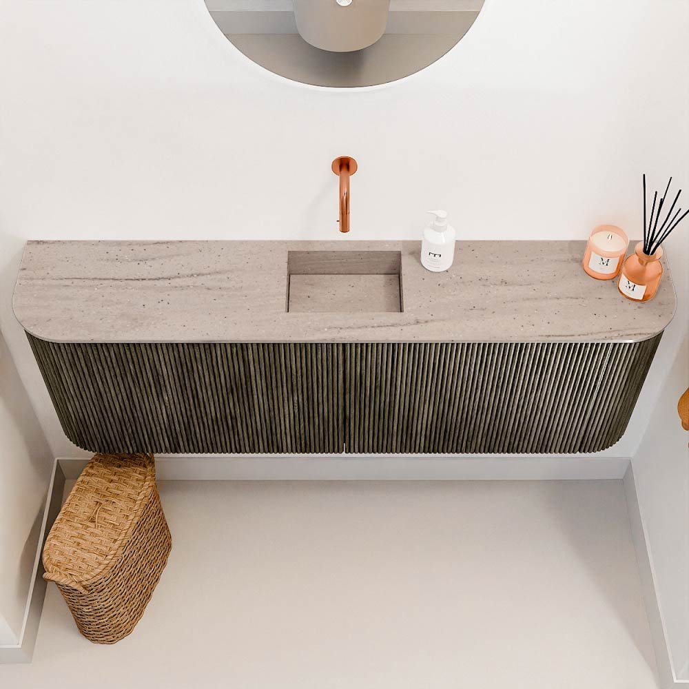 Mondiaz Toiletmeubel Joya Dlux Shadow - 123.2 cm - Wastafel FAYE Saba - Zonder kraangat(en) - Solid Surface - Met spoelbak Midden - Afbeelding 3