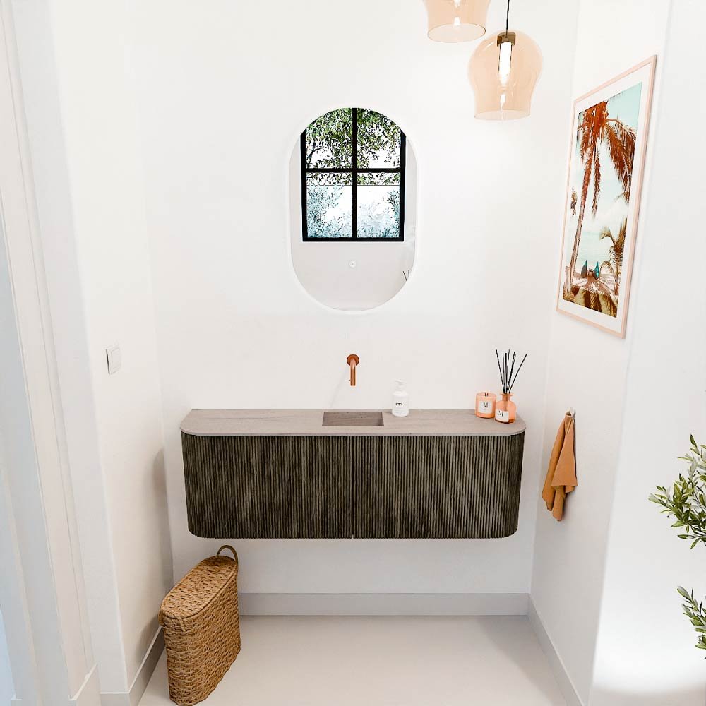 Mondiaz Toiletmeubel Joya Dlux Shadow - 123.2 cm - Wastafel FAYE Saba - Zonder kraangat(en) - Solid Surface - Met spoelbak Midden - Afbeelding 4