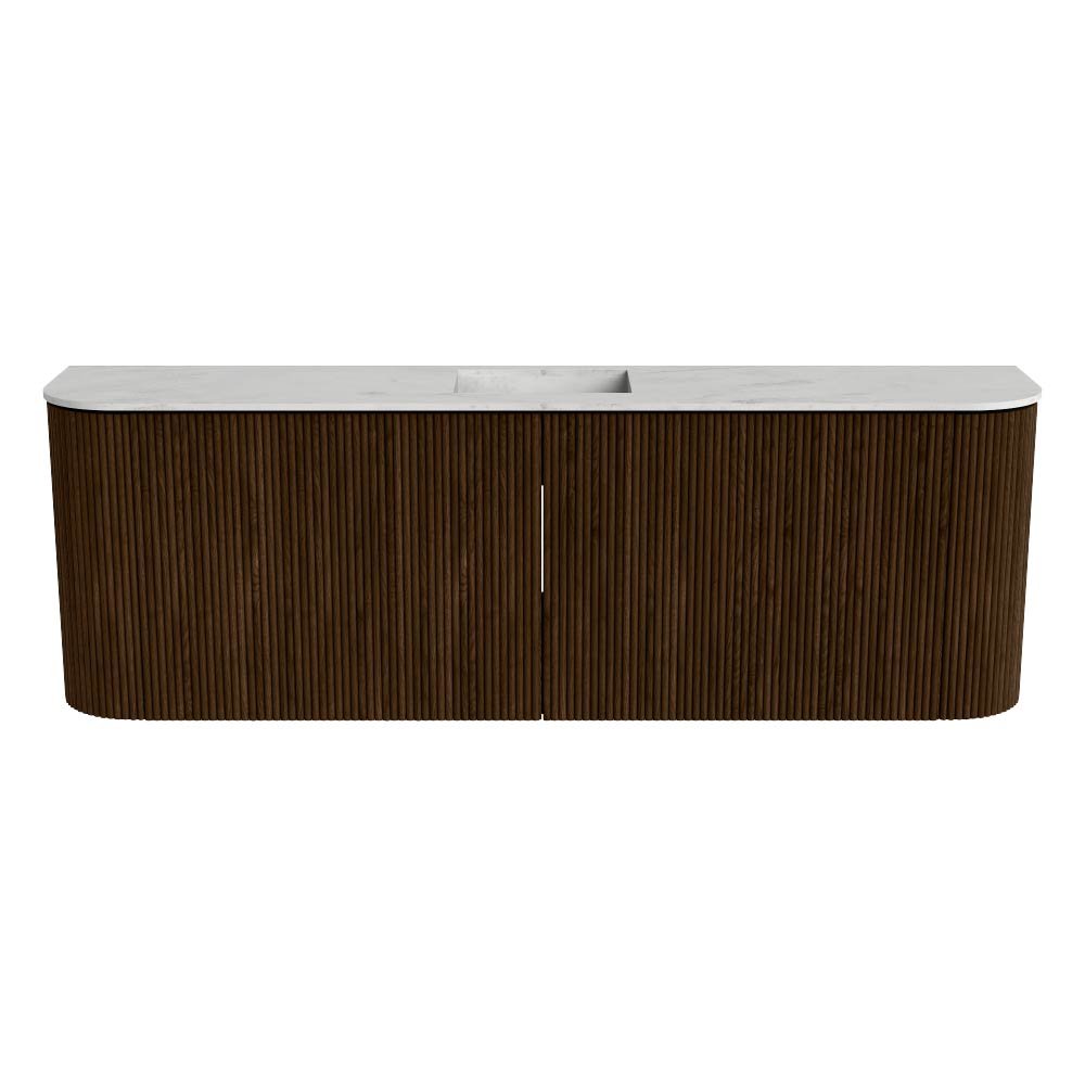 Mondiaz Toiletmeubel Joya Dlux Walnut - 123.2 cm - Wastafel FAYE Opalo - 1 kraangat - Solid Surface - Met spoelbak Midden - Afbeelding 8