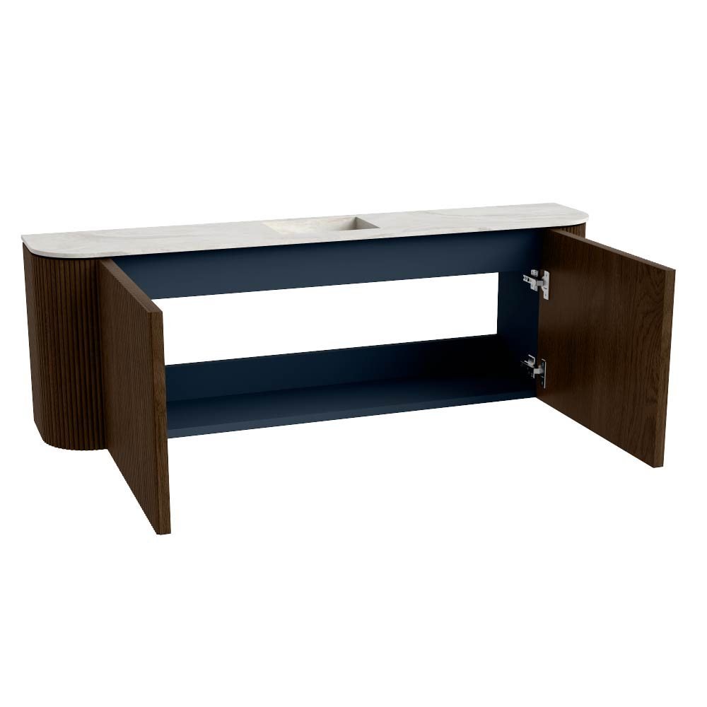 Mondiaz Toiletmeubel Joya Dlux Walnut - 123.2 cm - Wastafel FAYE Opalo - 1 kraangat - Solid Surface - Met spoelbak Midden - Afbeelding 9
