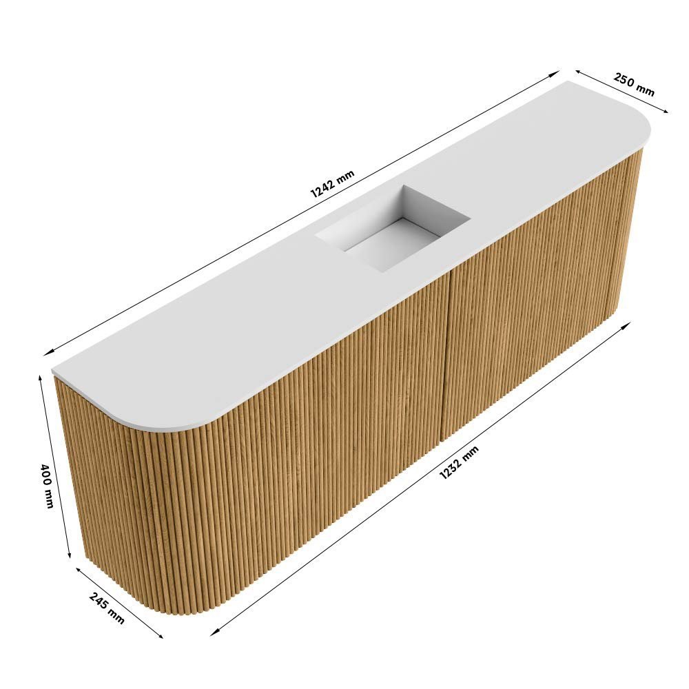 Mondiaz Toiletmeubel Joya Dlux Walnut - 123.2 cm - Wastafel FAYE Opalo - 1 kraangat - Solid Surface - Met spoelbak Midden - Afbeelding 10