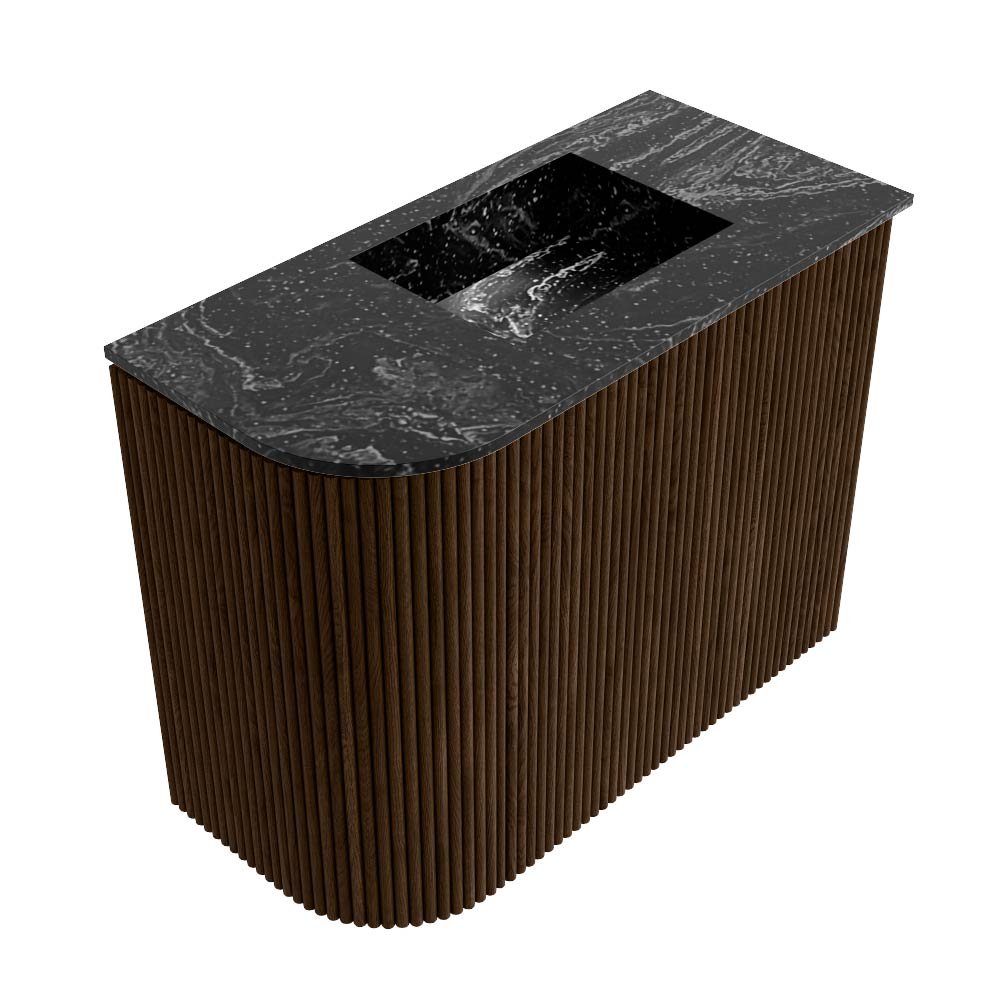 Mondiaz Toiletmeubel Joya Dlux Walnut - 51.6 cm - Wastafel FAYE Lava - 1 kraangat - Solid Surface - Met spoelbak Rechts - Afbeelding 6