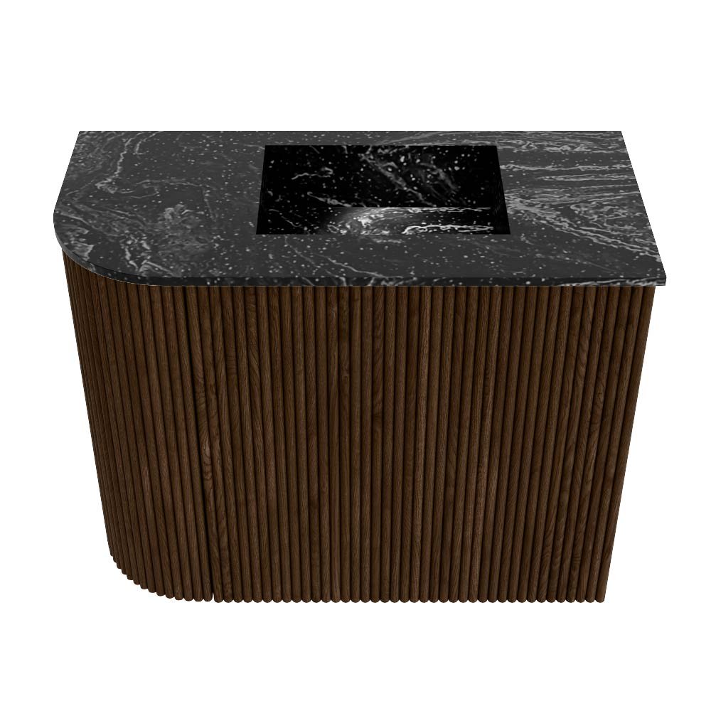 Mondiaz Toiletmeubel Joya Dlux Walnut - 51.6 cm - Wastafel FAYE Lava - 1 kraangat - Solid Surface - Met spoelbak Rechts - Afbeelding 7
