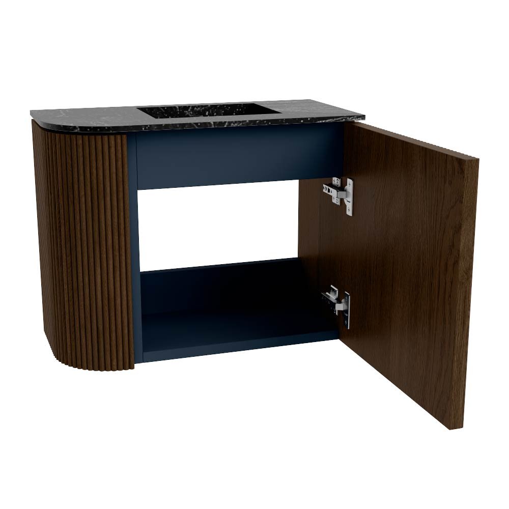 Mondiaz Toiletmeubel Joya Dlux Walnut - 51.6 cm - Wastafel FAYE Lava - 1 kraangat - Solid Surface - Met spoelbak Rechts - Afbeelding 9