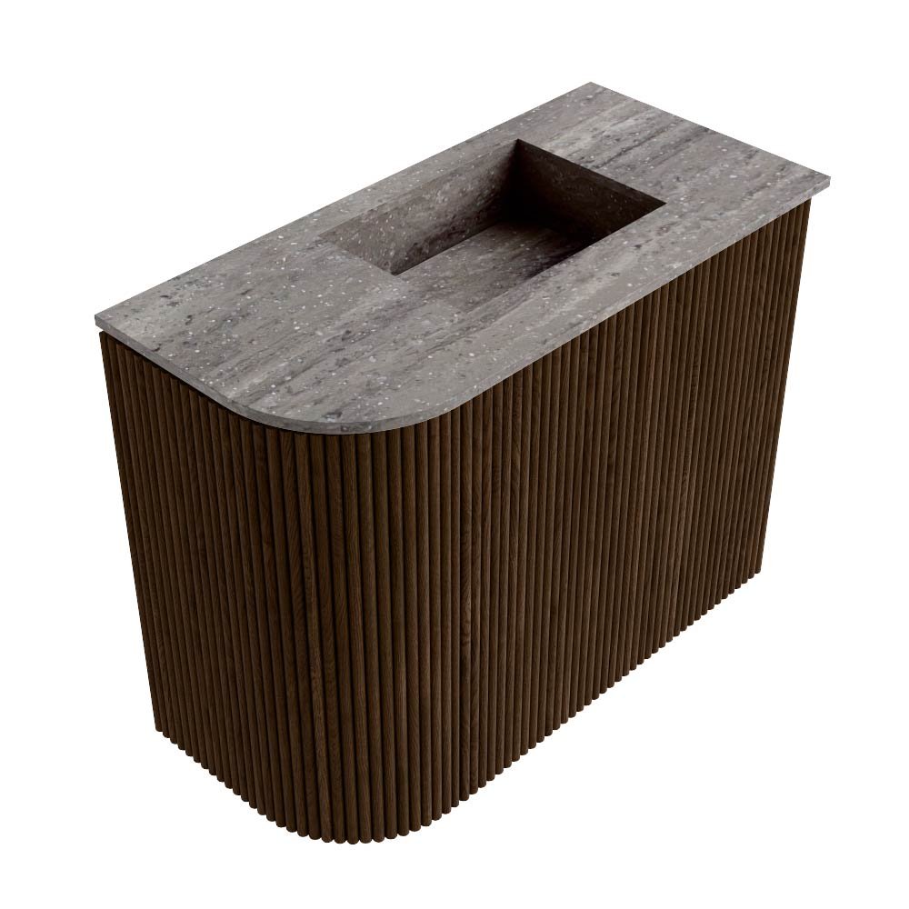 Mondiaz Toiletmeubel Joya Dlux Walnut - 51.6 cm - Wastafel FAYE Oza - 1 kraangat - Solid Surface - Met spoelbak Rechts - Afbeelding 6