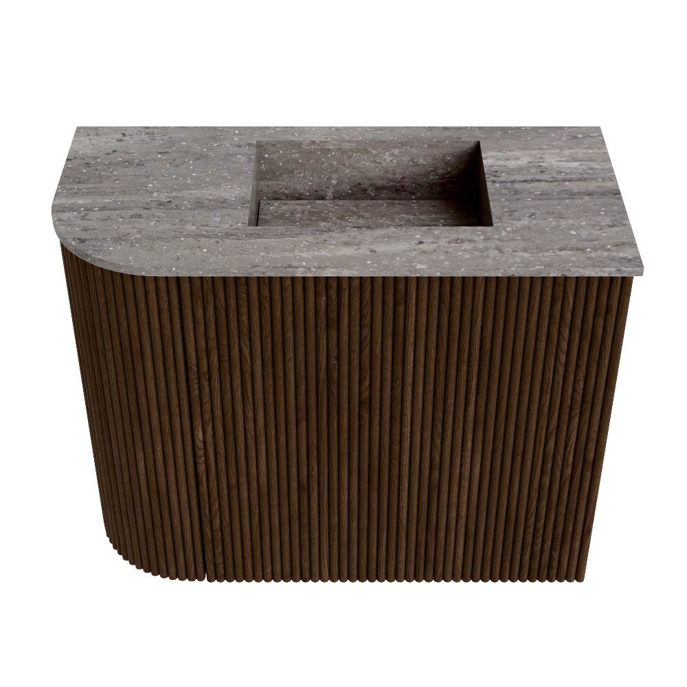 Mondiaz Toiletmeubel Joya Dlux Walnut - 51.6 cm - Wastafel FAYE Oza - 1 kraangat - Solid Surface - Met spoelbak Rechts - Afbeelding 7
