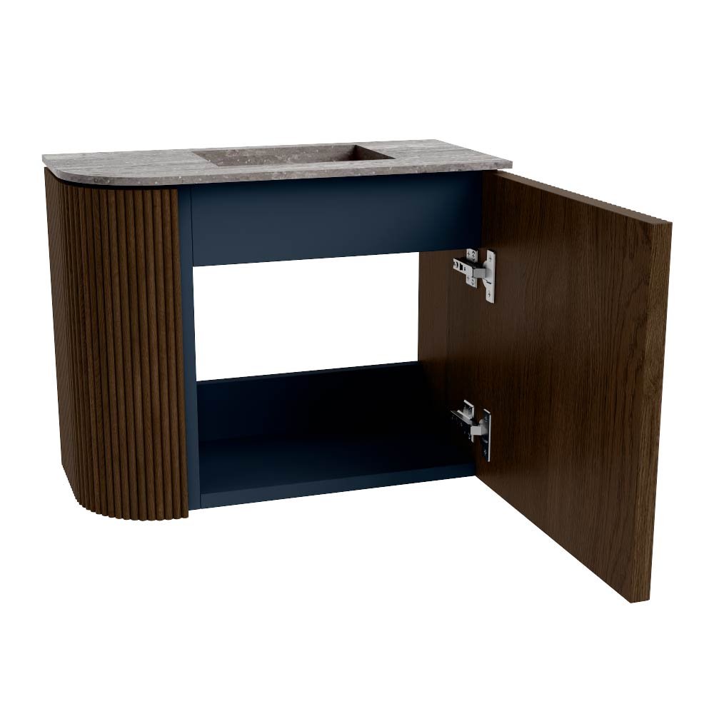 Mondiaz Toiletmeubel Joya Dlux Walnut - 51.6 cm - Wastafel FAYE Oza - 1 kraangat - Solid Surface - Met spoelbak Rechts - Afbeelding 9